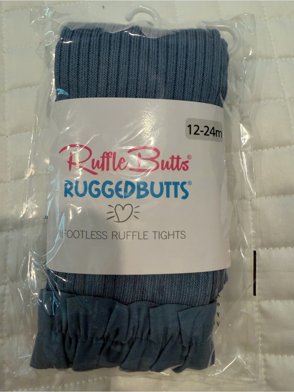 RuffleButts RuggedButts Footless Ruffle Tights - Countryside Blue 12-24 months
